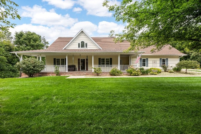 Front elevation of the home and its covered porch